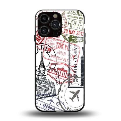 Stamp Collection back phone cover | glass case for iphone 16 pro max
