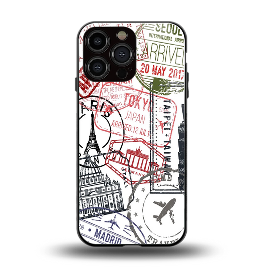 Stamp Collection back phone cover | glass case for iphone 16 pro max