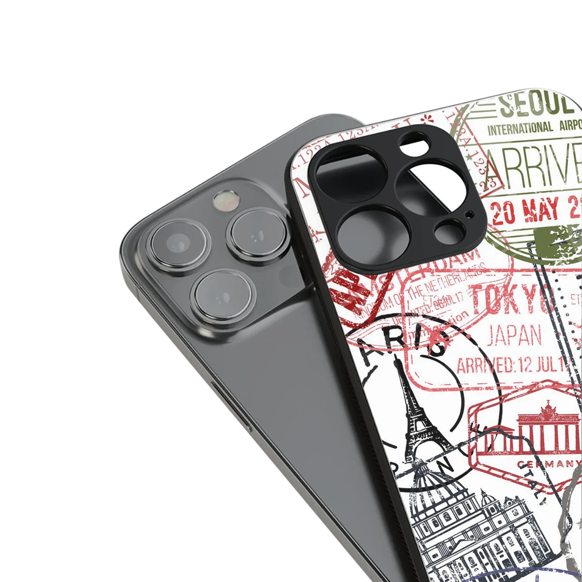 Stamp Collection stylish phone case for iphone 16 pro max | glossy glass and slim fit