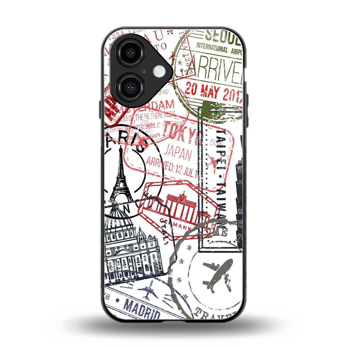 Stamp Collection back phone cover | glass case for iphone 16