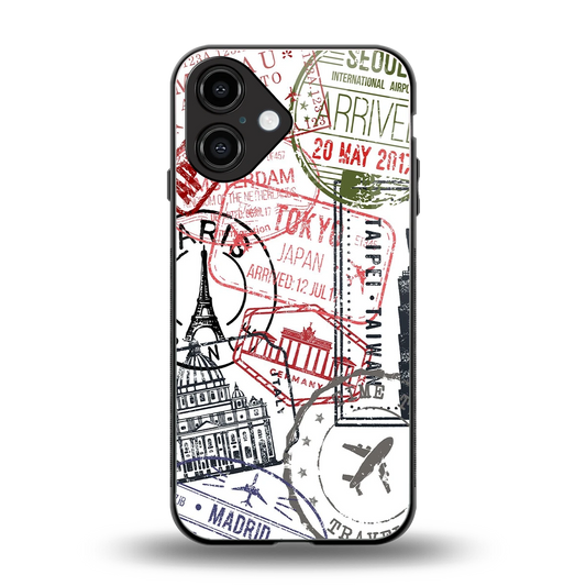 Stamp Collection back phone cover | glass case for iphone 16