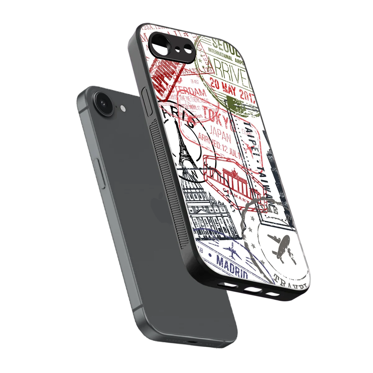 Stamp Collection sleek iphone 16e cover with tempered glass back and TPU edges