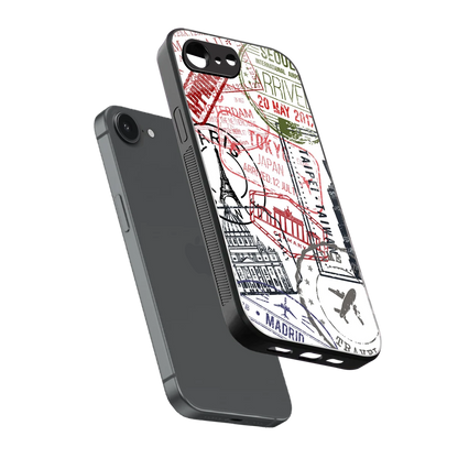 Stamp Collection sleek iphone 16e cover with tempered glass back and TPU edges
