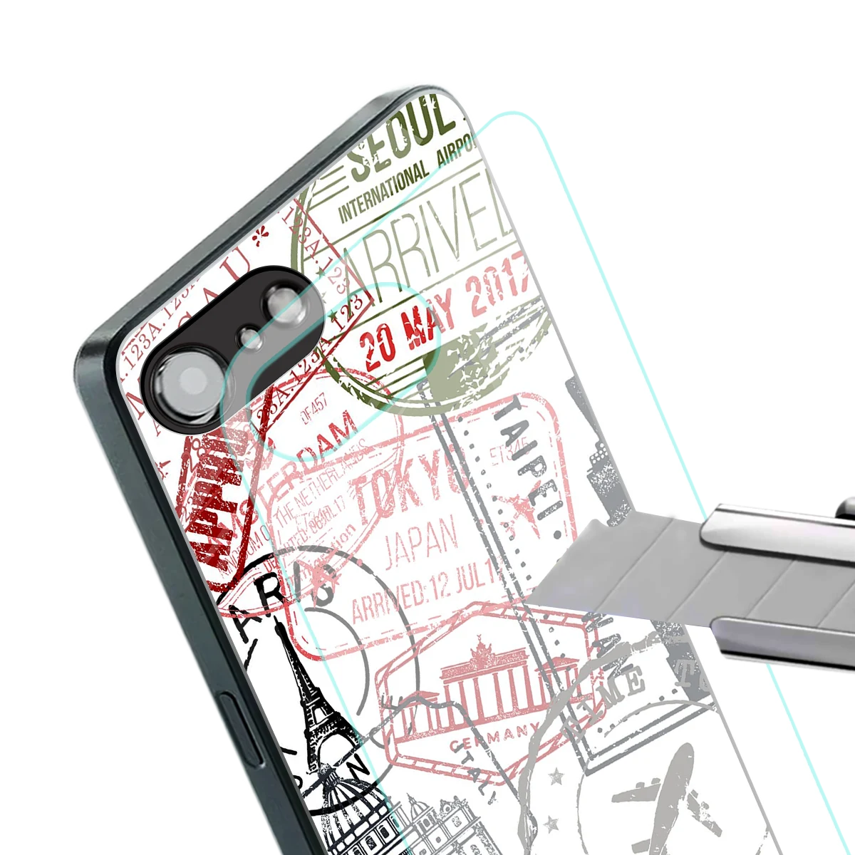 Stamp Collection stylish phone case for iphone 16e | glossy glass and slim fit