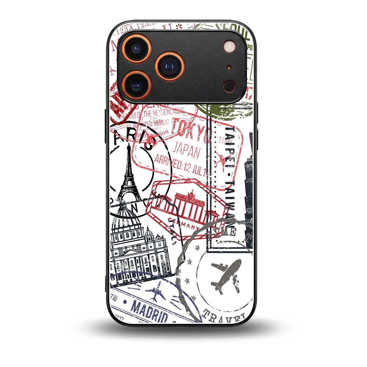 Stamp Collection back phone cover | glass case for iphone 17 pro max