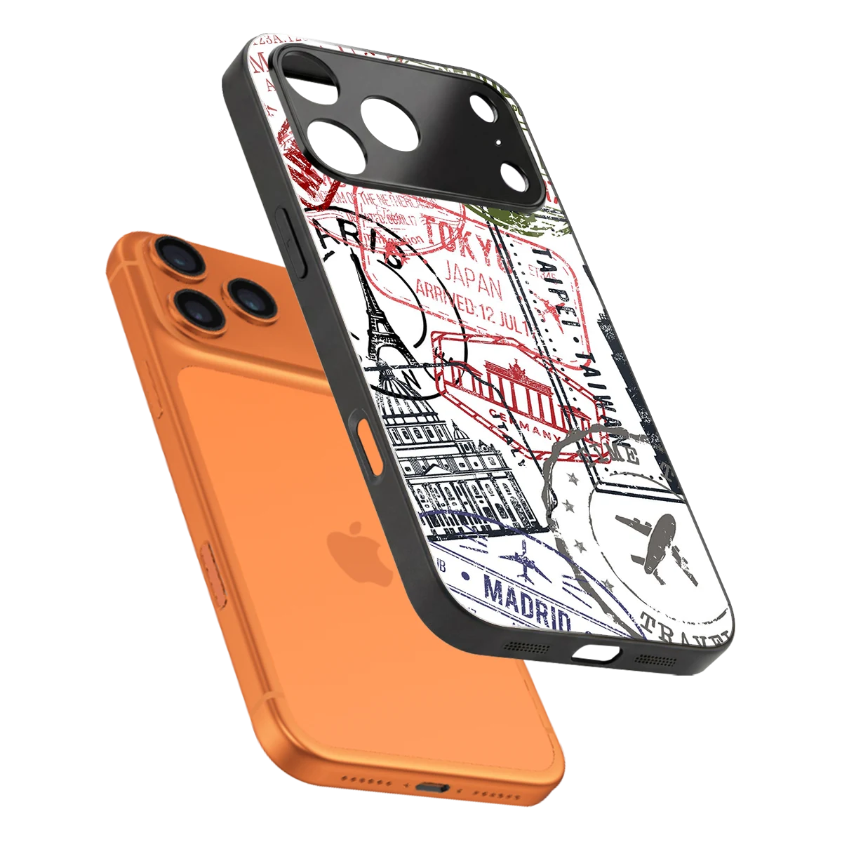 Stamp Collection sleek iphone 17 pro max cover with tempered glass back and TPU edges