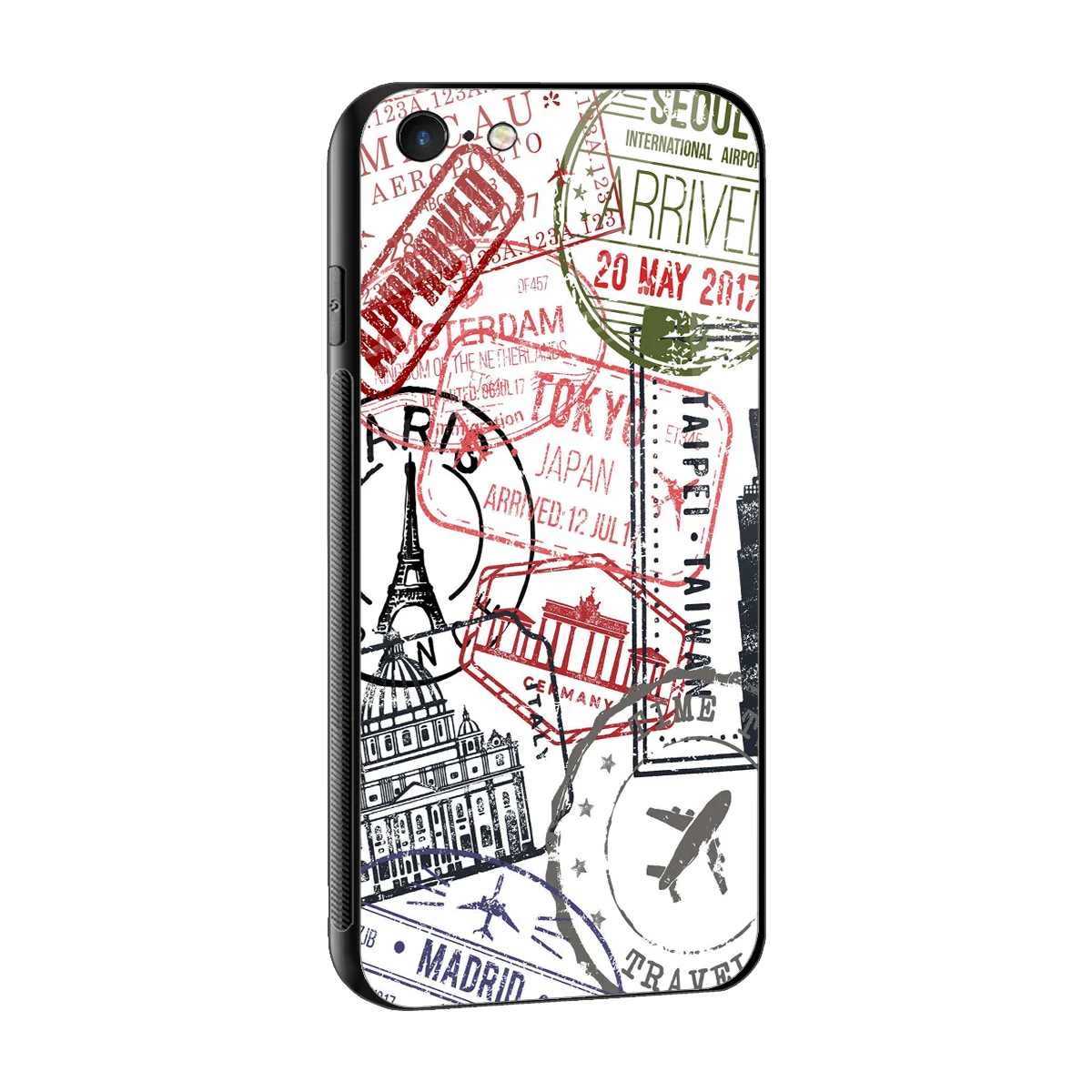 Stamp Collection sleek iphone 6s plus cover with tempered glass back and TPU edges