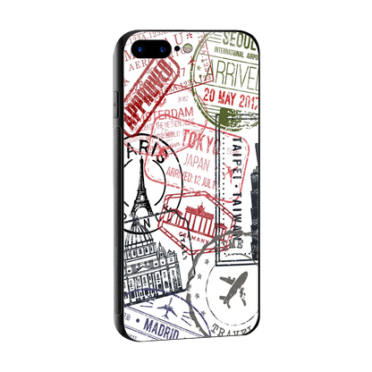 Stamp Collection sleek iphone 8 plus cover with tempered glass back and TPU edges