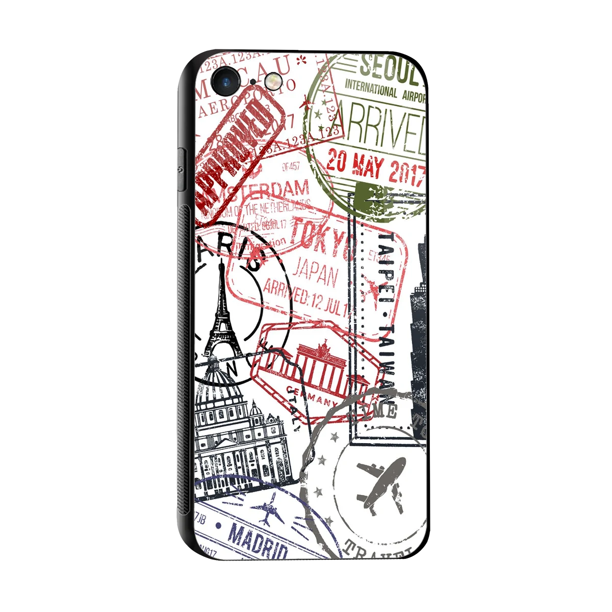Stamp Collection sleek iphone 7 cover with tempered glass back and TPU edges