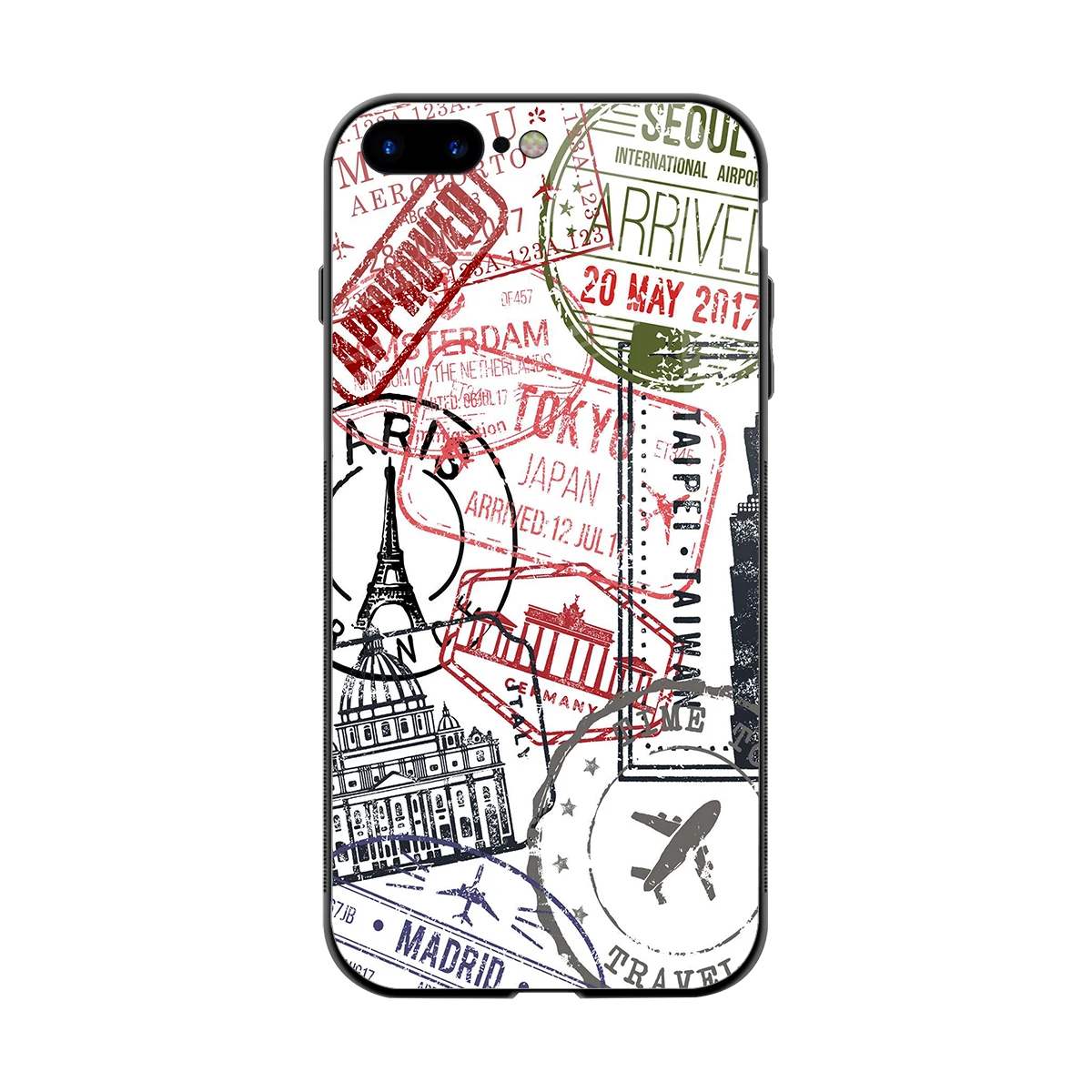 Stamp Collection back phone cover | glass case for iphone 8 plus