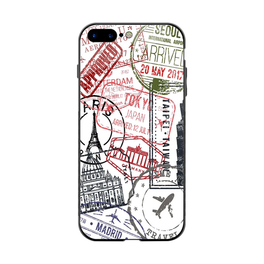 Stamp Collection back phone cover | glass case for iphone 8 plus