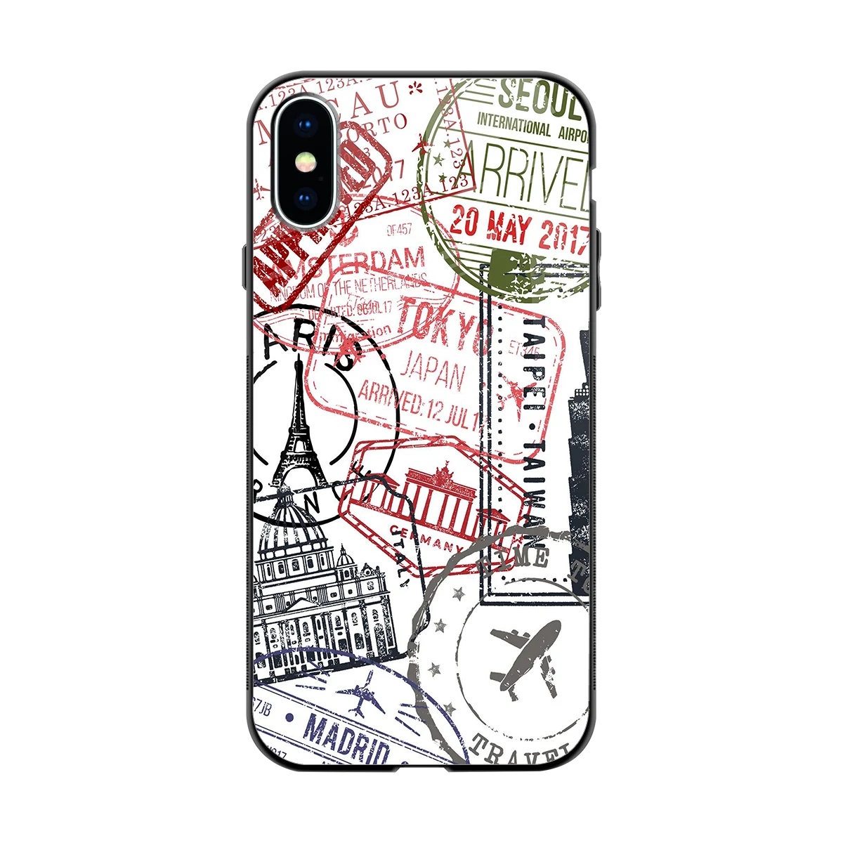 Stamp Collection back phone cover | glass case for iphone x