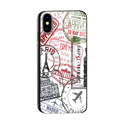 Stamp Collection sleek iphone x cover with tempered glass back and TPU edges