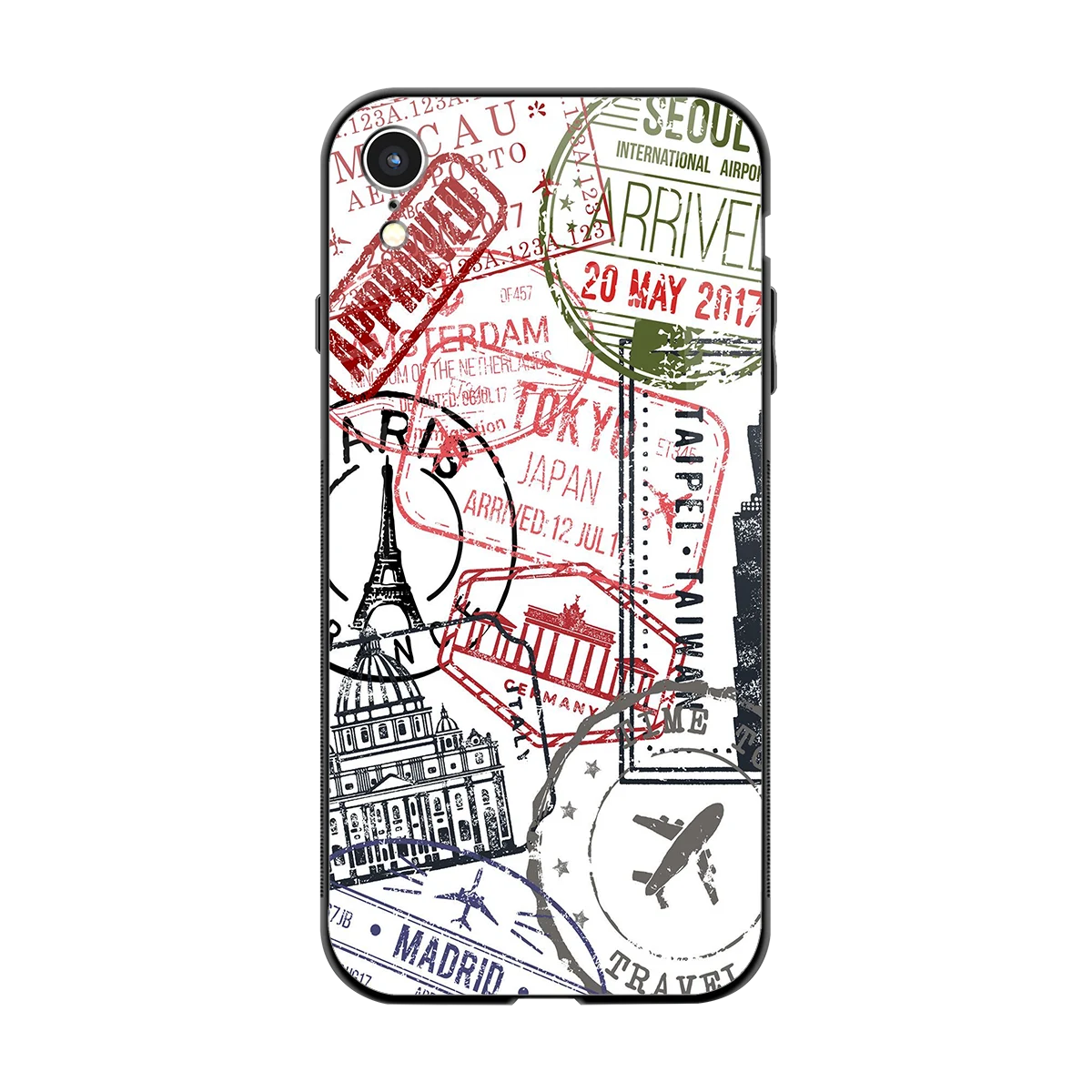 Stamp Collection back phone cover | glass case for iphone xr