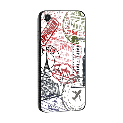Stamp Collection sleek iphone xr cover with tempered glass back and TPU edges