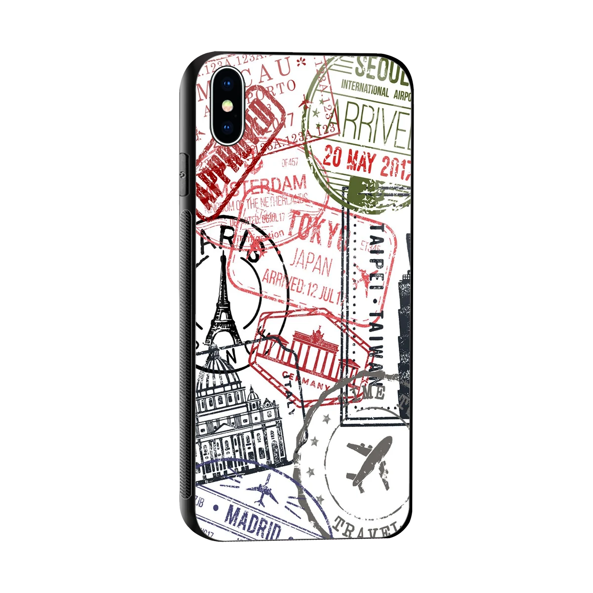 Stamp Collection sleek iphone xs max cover with tempered glass back and TPU edges