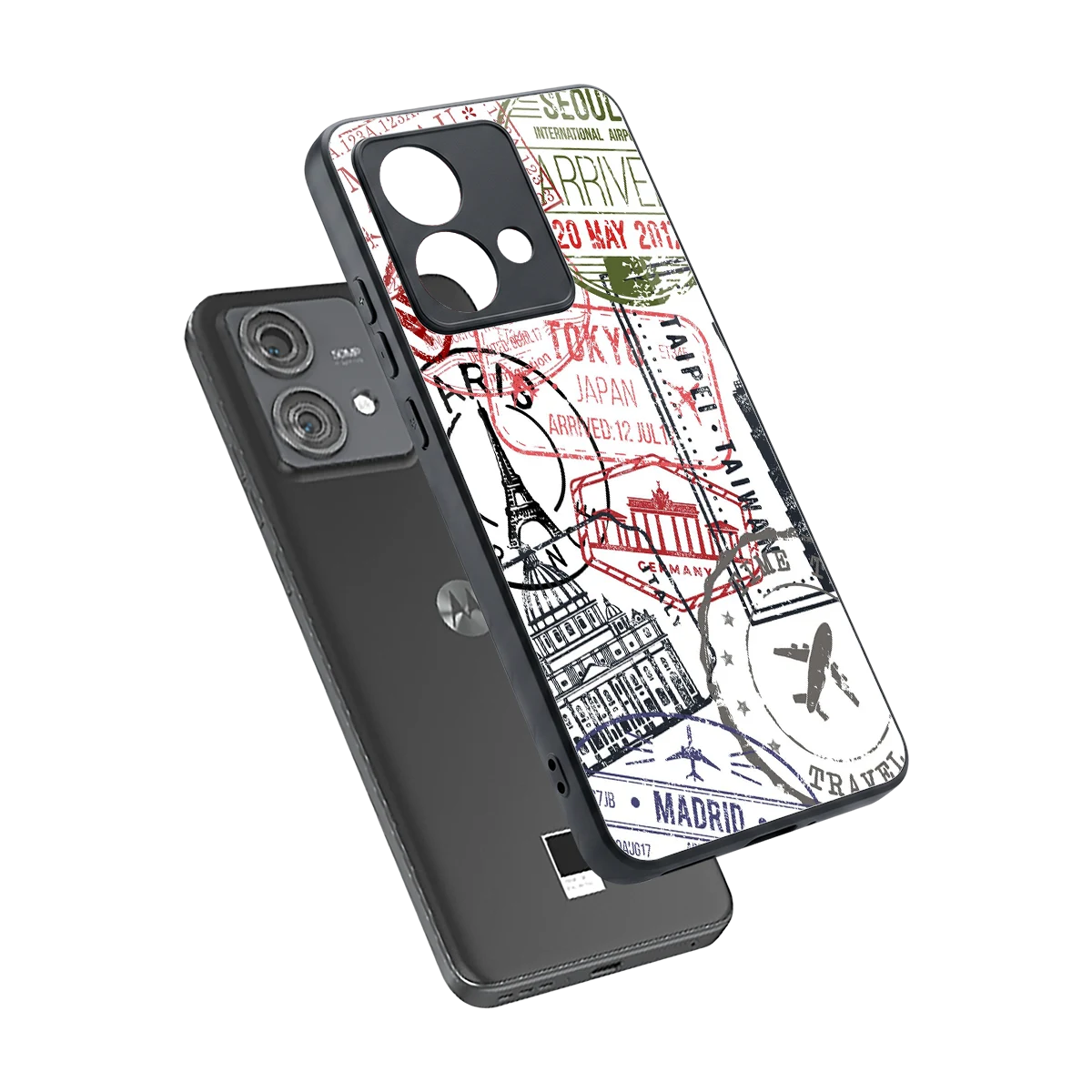 Stamp Collection sleek motorola edge 40 neo 5g cover with tempered glass back and TPU edges