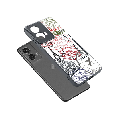 Stamp Collection sleek motorola edge 50 fusion cover with tempered glass back and TPU edges