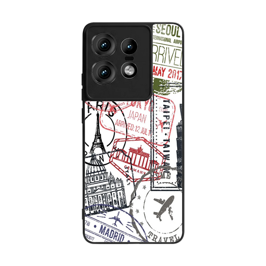 Stamp Collection back phone cover | glass case for motorola edge 50 pro