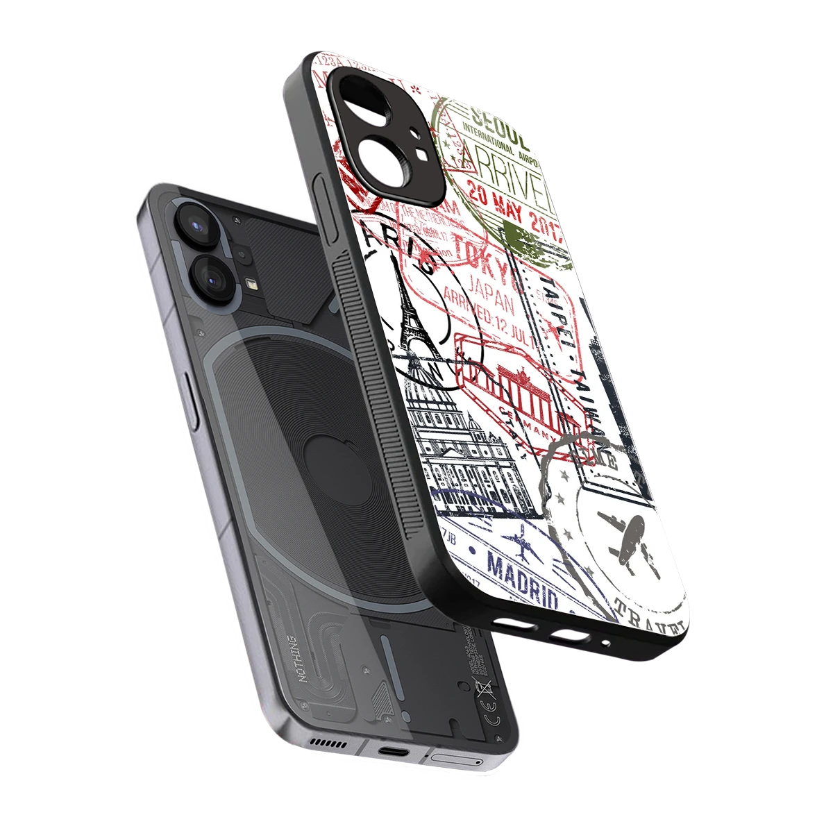 Stamp Collection sleek nothing phone 1 cover with tempered glass back and TPU edges