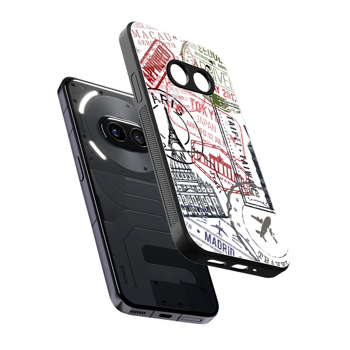 Stamp Collection sleek nothing phone 2a cover with tempered glass back and TPU edges