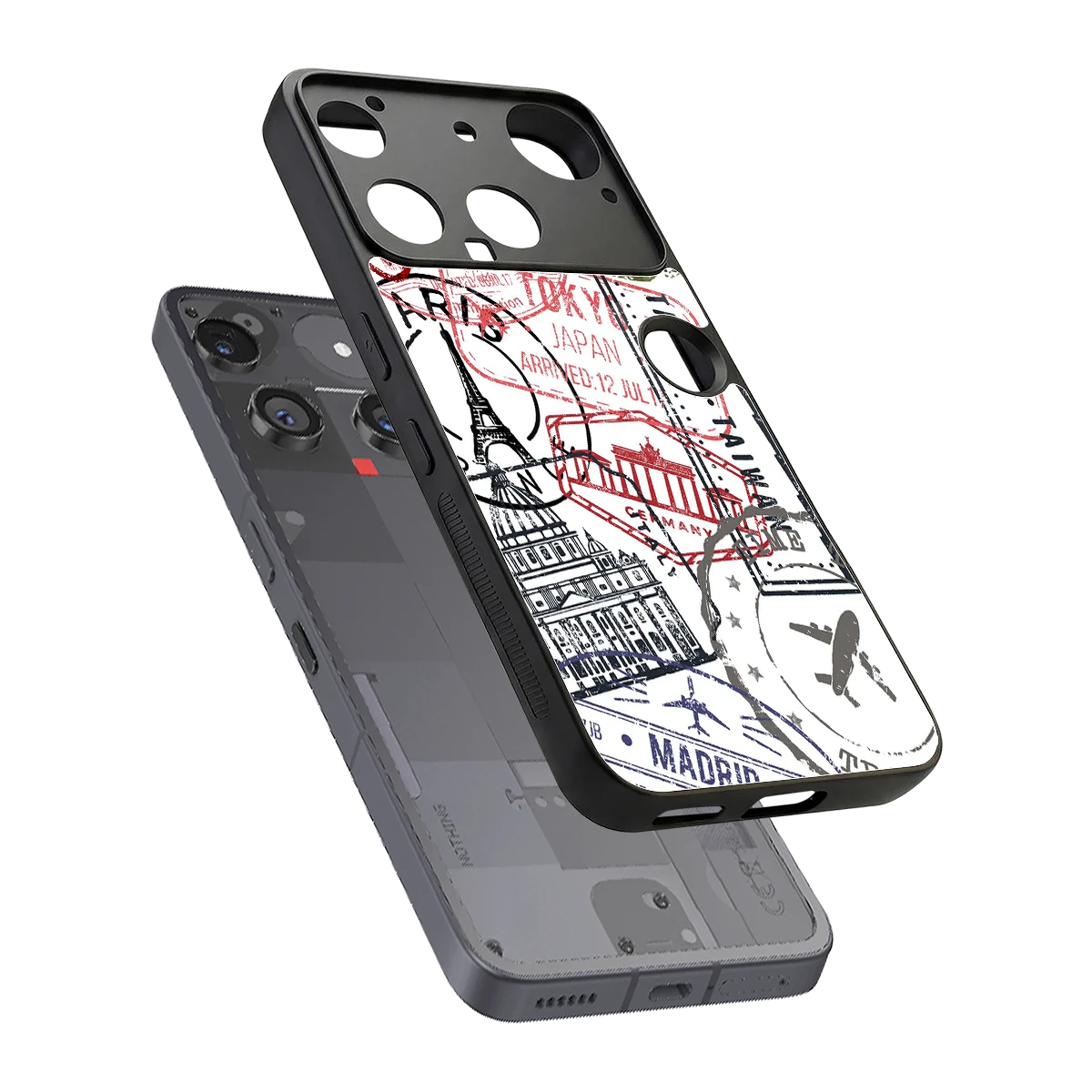 Stamp Collection sleek nothing phone 3 cover with tempered glass back and TPU edges
