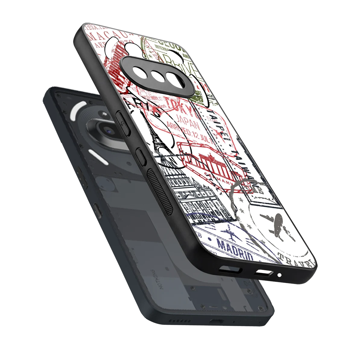 Stamp Collection sleek nothing phone 3a cover with tempered glass back and TPU edges