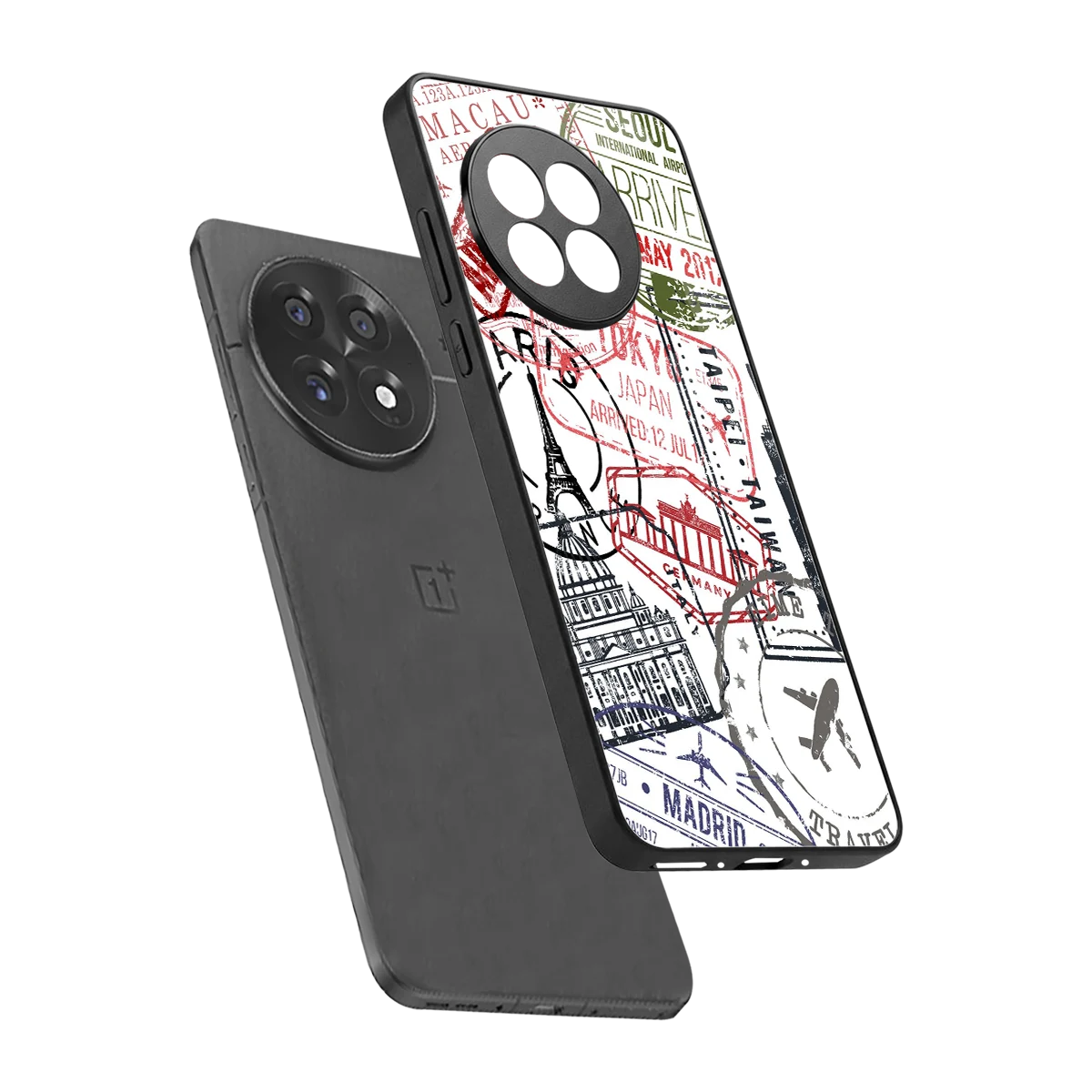 Stamp Collection sleek oneplus 13r cover with tempered glass back and TPU edges
