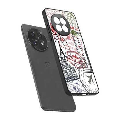 Stamp Collection sleek oneplus 13r cover with tempered glass back and TPU edges