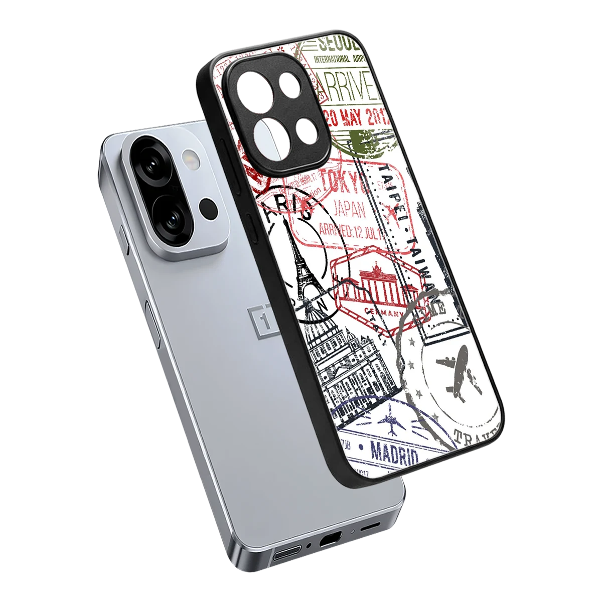 Stamp Collection sleek oneplus 13s cover with tempered glass back and TPU edges