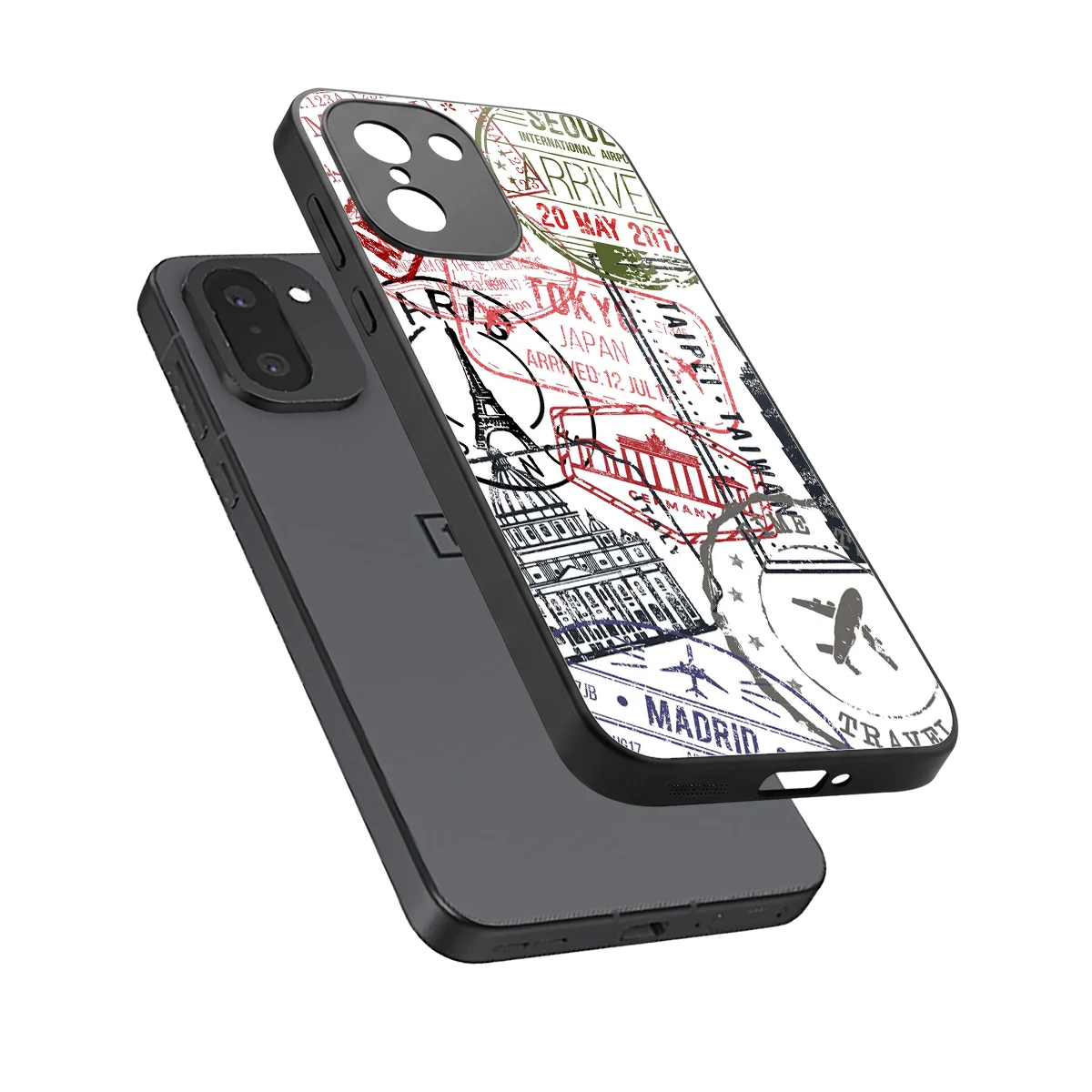 Stamp Collection sleek oneplus 15r cover with tempered glass back and TPU edges