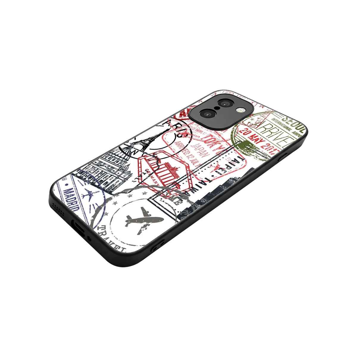 Stamp Collection stylish phone case for oneplus 15r | glossy glass and slim fit