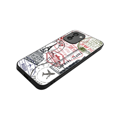 Stamp Collection stylish phone case for oneplus 15r | glossy glass and slim fit