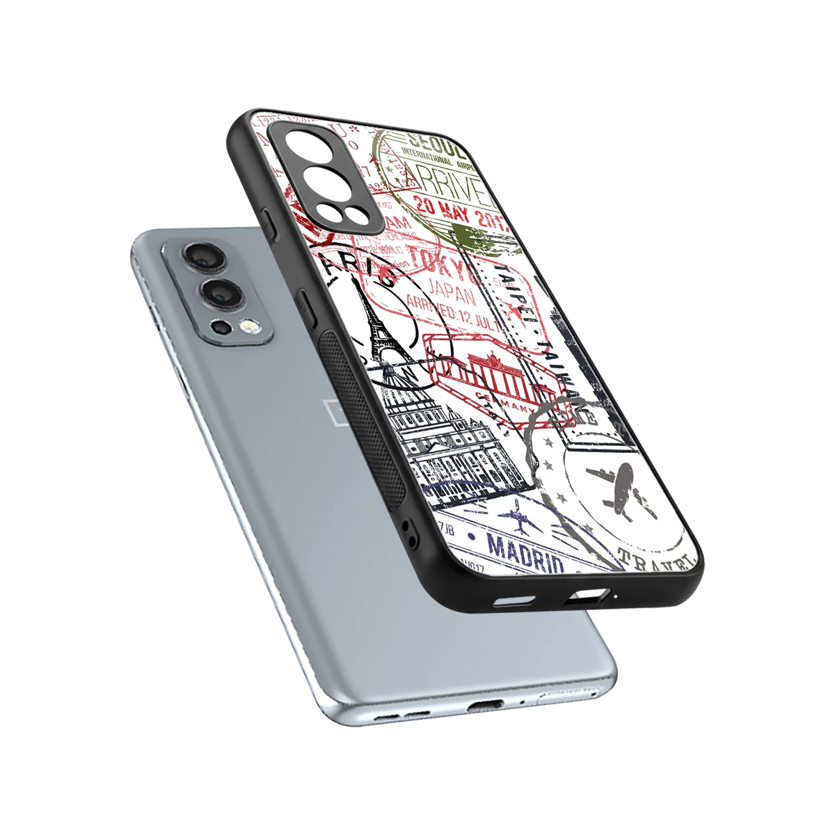 Stamp Collection sleek oneplus nord 2 cover with tempered glass back and TPU edges