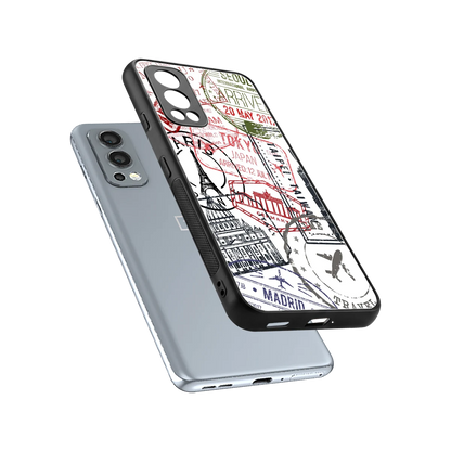 Stamp Collection sleek oneplus nord 2 cover with tempered glass back and TPU edges