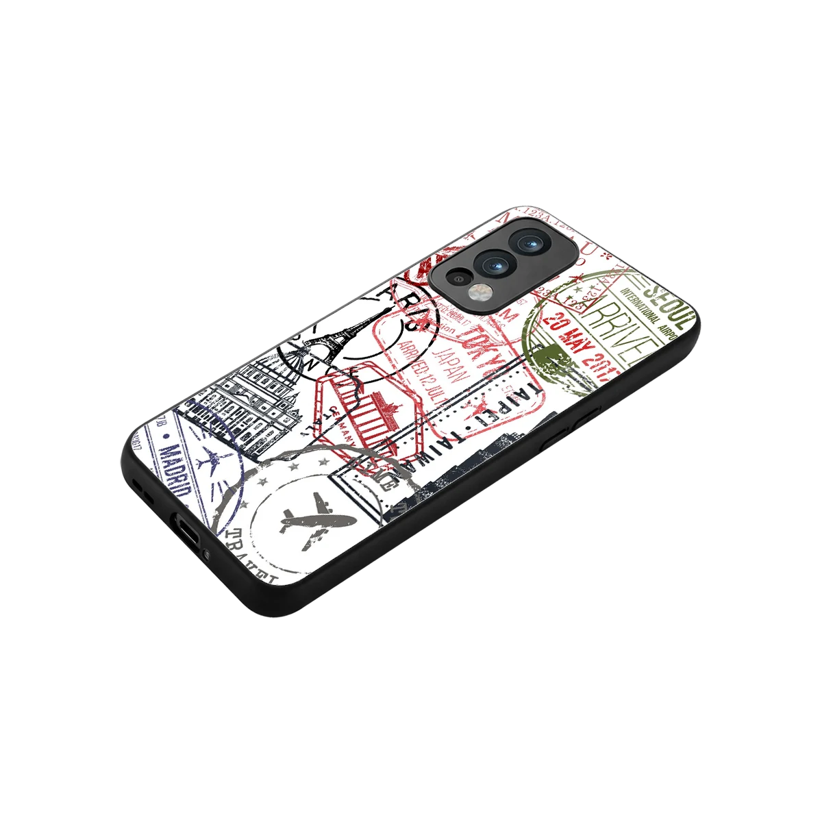 Stamp Collection stylish phone case for oneplus nord 2 | glossy glass and slim fit