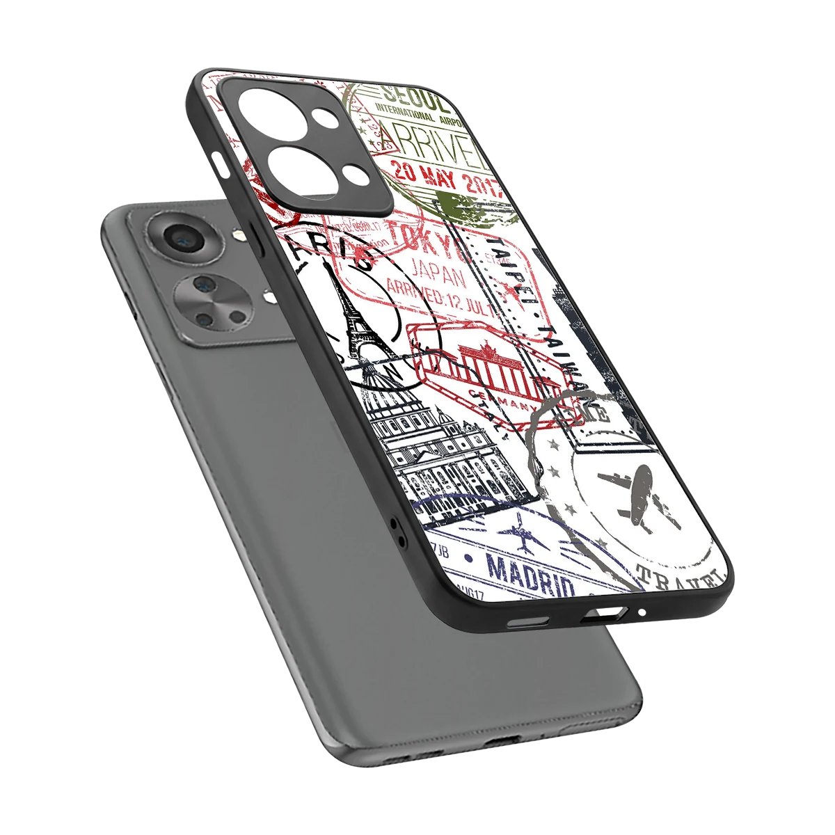 Stamp Collection sleek oneplus nord 2t cover with tempered glass back and TPU edges