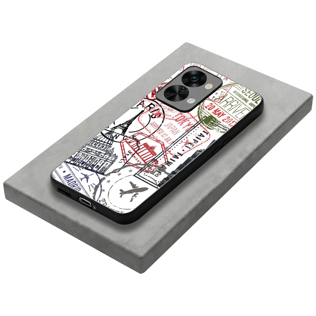 Stamp Collection stylish phone case for oneplus nord 2t | glossy glass and slim fit