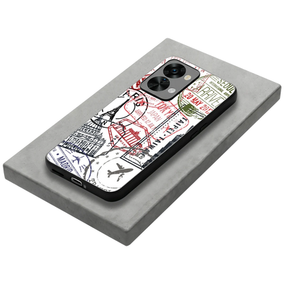 Stamp Collection stylish phone case for oneplus nord 2t | glossy glass and slim fit