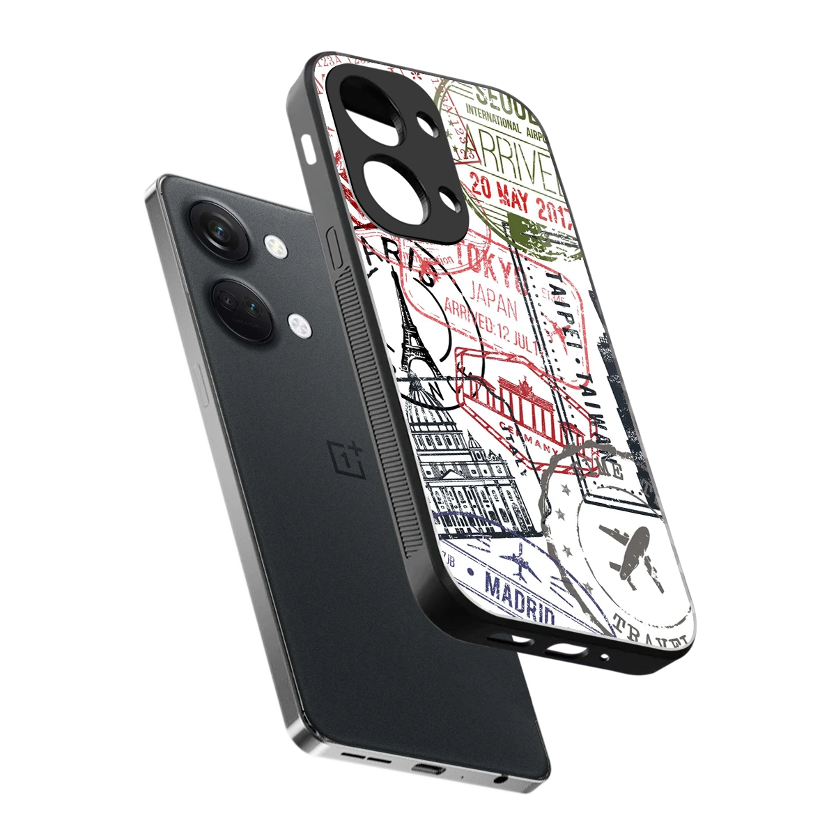 Stamp Collection sleek oneplus nord 3 cover with tempered glass back and TPU edges