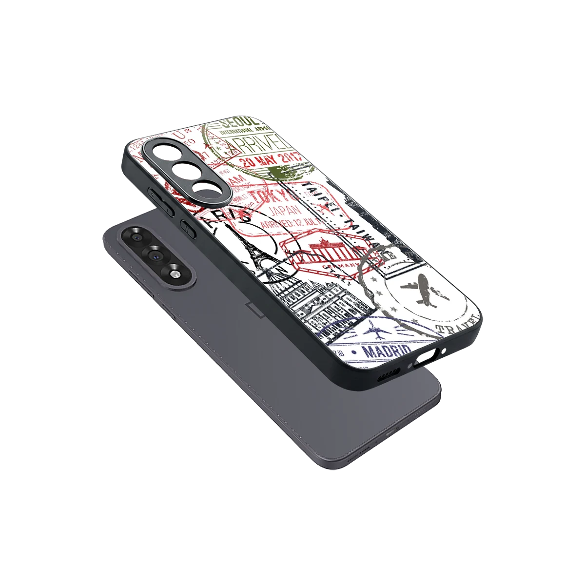 Stamp Collection sleek oneplus nord 5 cover with tempered glass back and TPU edges