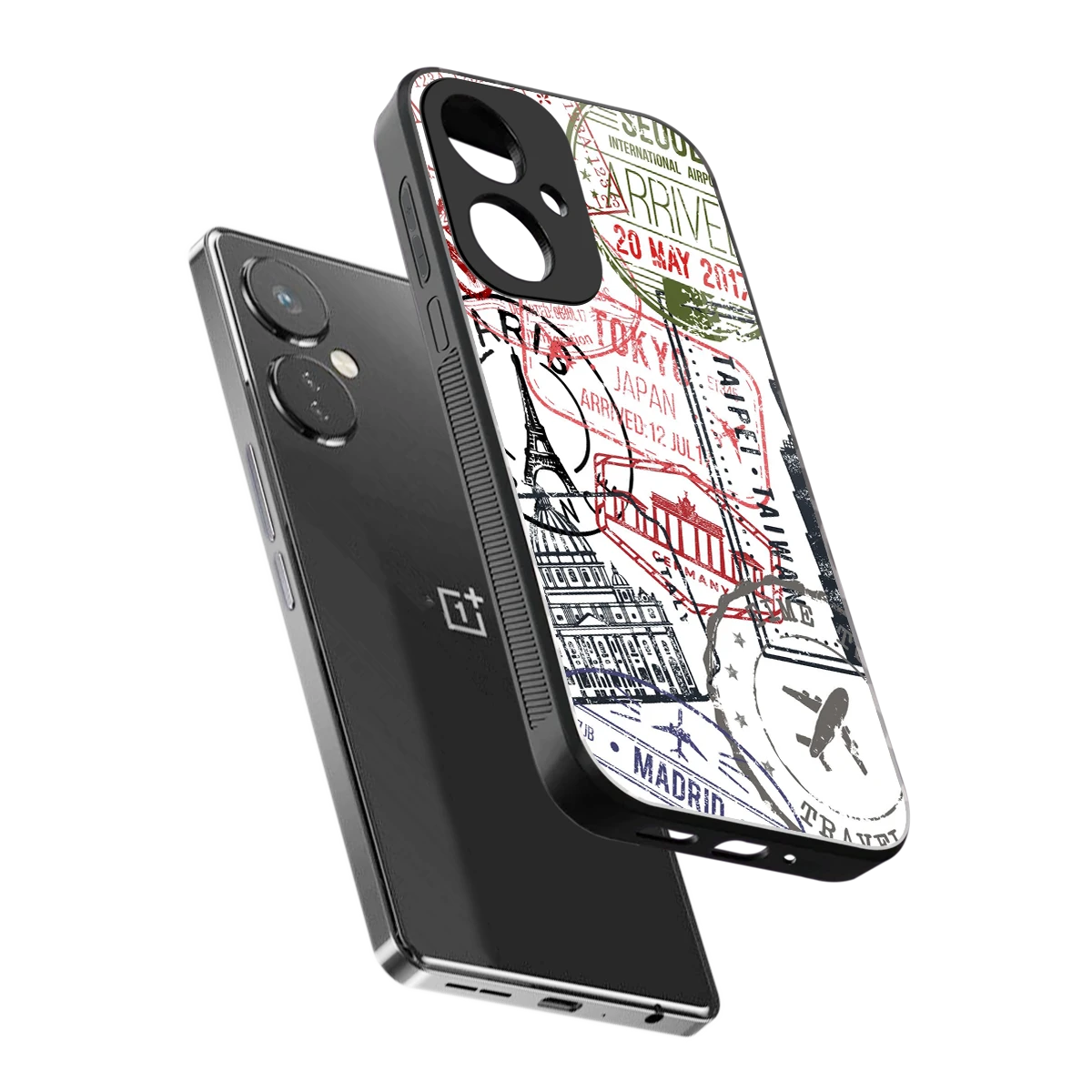 Stamp Collection sleek oneplus nord ce 3 cover with tempered glass back and TPU edges