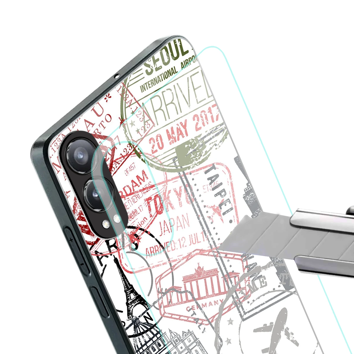 Stamp Collection stylish phone case for oneplus nord ce 4 lite | glossy glass and slim fit