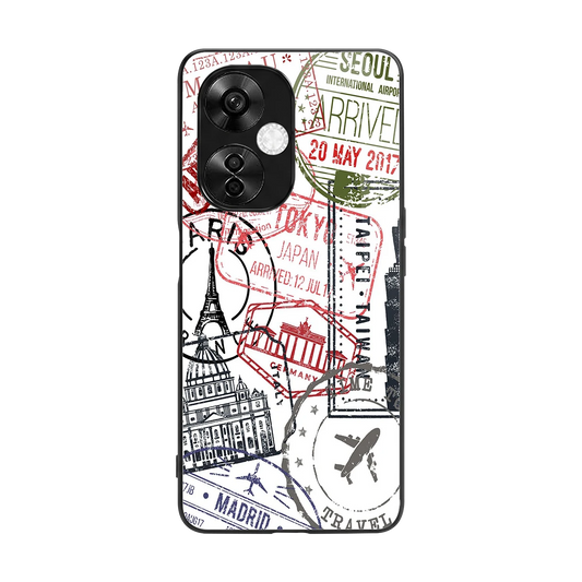 Stamp Collection back phone cover | glass case for oneplus nord ce 3 lite