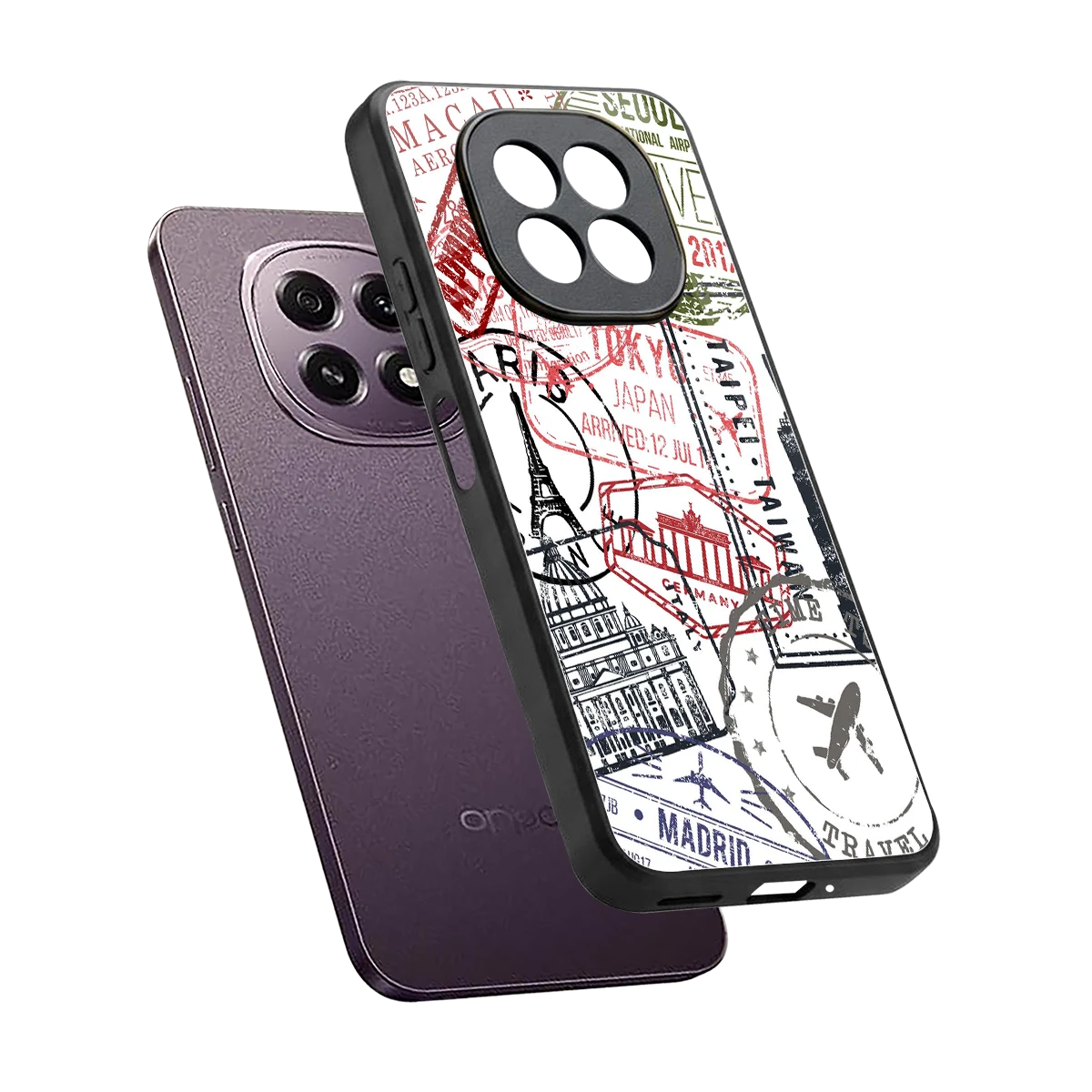 Stamp Collection sleek oppo f29 5g cover with tempered glass back and TPU edges