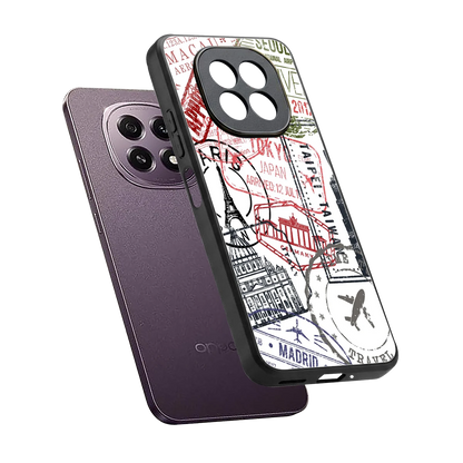Stamp Collection sleek oppo f29 5g cover with tempered glass back and TPU edges