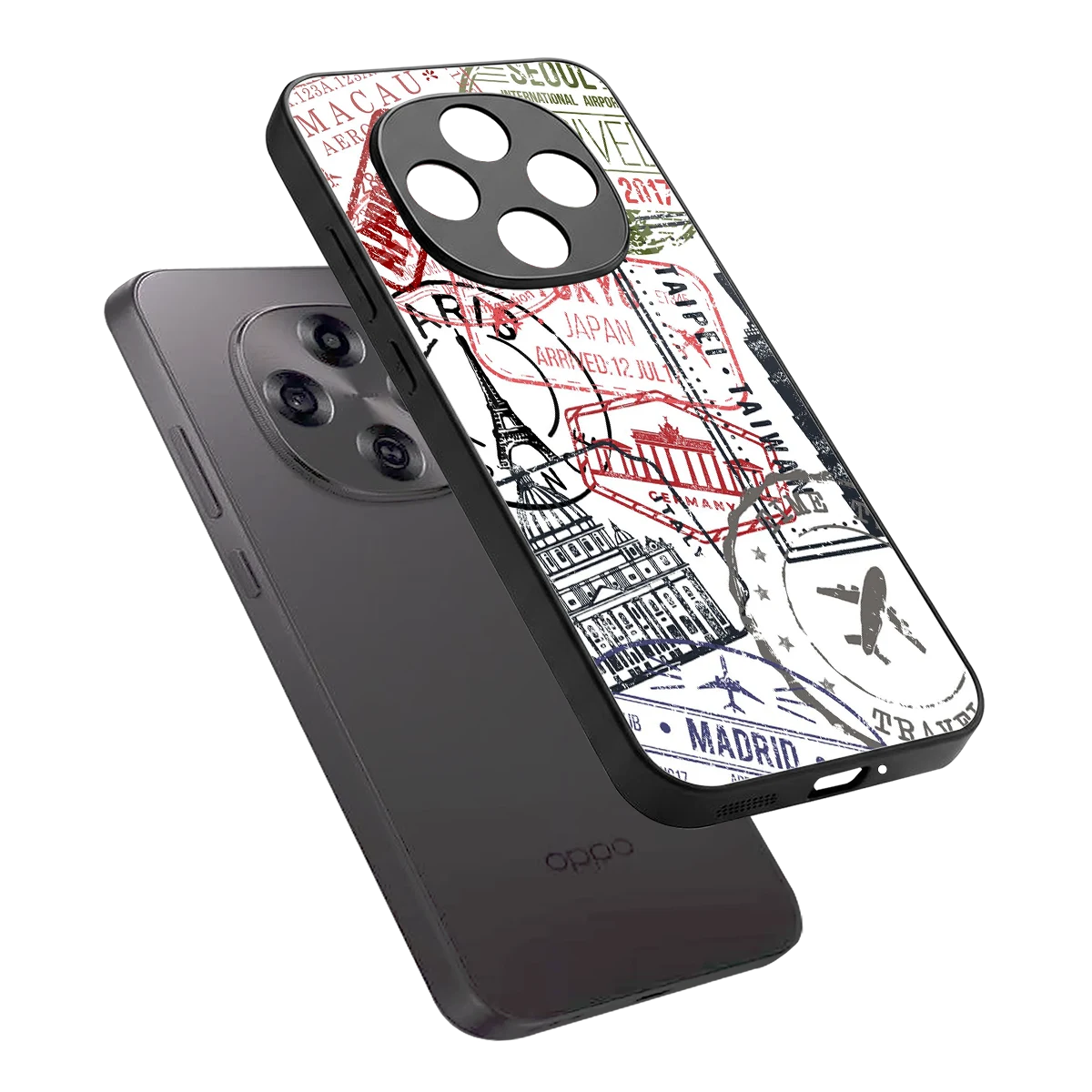 Stamp Collection sleek oppo f31 pro 5g cover with tempered glass back and TPU edges