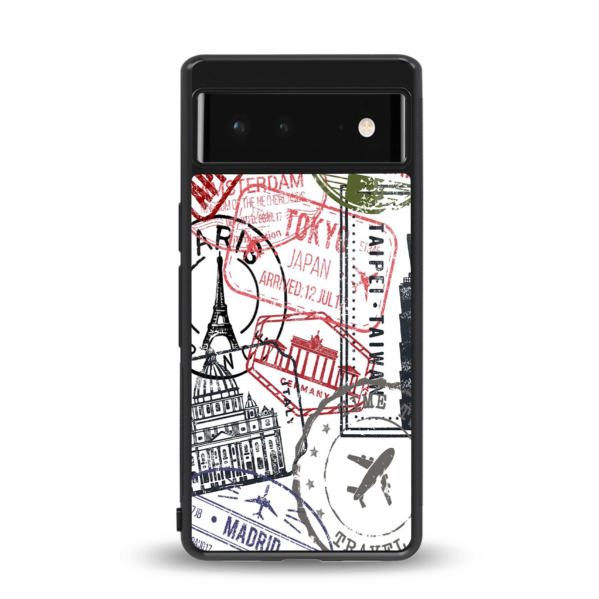 Stamp Collection back phone cover | glass case for google pixel 6