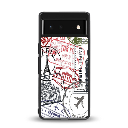 Stamp Collection back phone cover | glass case for google pixel 6