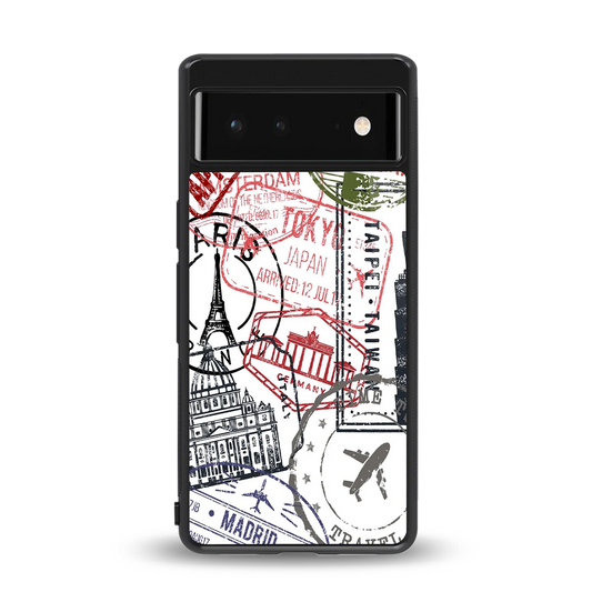 Stamp Collection back phone cover | glass case for google pixel 6